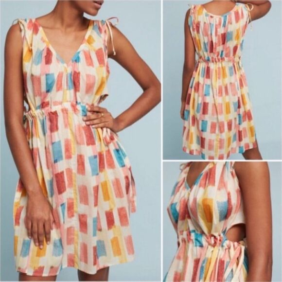 Anthropologie Lilka Multi Color Print Dress Boho Contemporary Feminine Vibrant - Picture 3 of 16